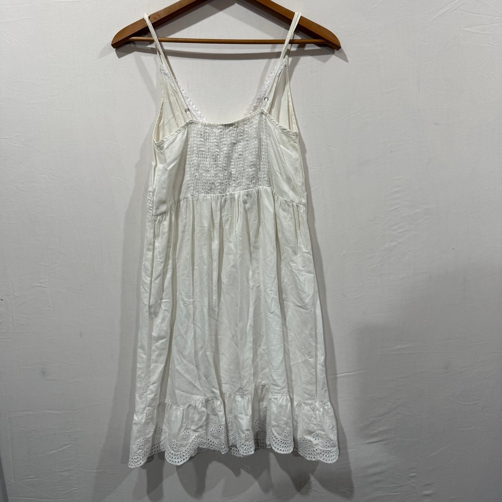 Converse One Star Womens White Eyelet Lace Smocked Empire Waist Mini Dress Medm - Picture 2 of 6